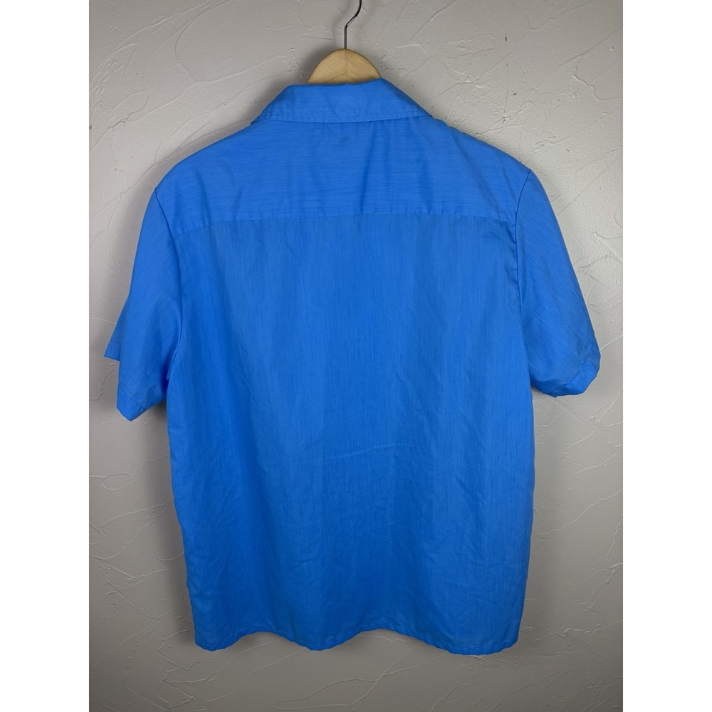 The Genuine Haband Guayabera Blue Mens Medium Cuban Shirt short sleeve Button Up - Picture 2 of 10